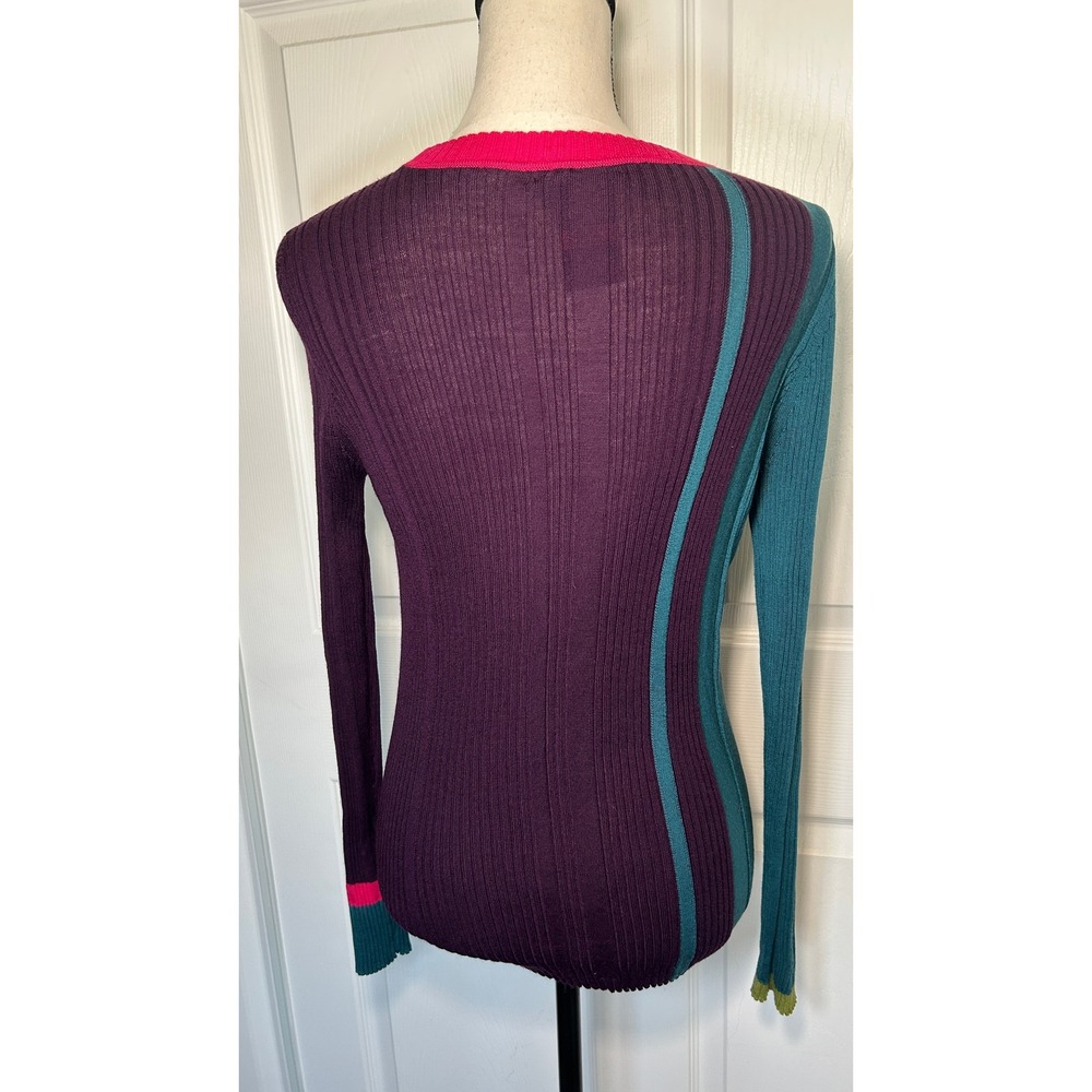IVKO Ribbed Pullover Sweater XXL 44 Plum Wool Colorblock Stripe 242730 Serbia - Picture 3 of 7